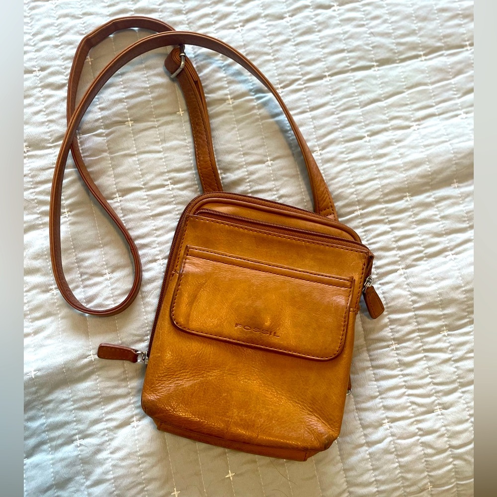 Vintage fossil crossbody bag leather